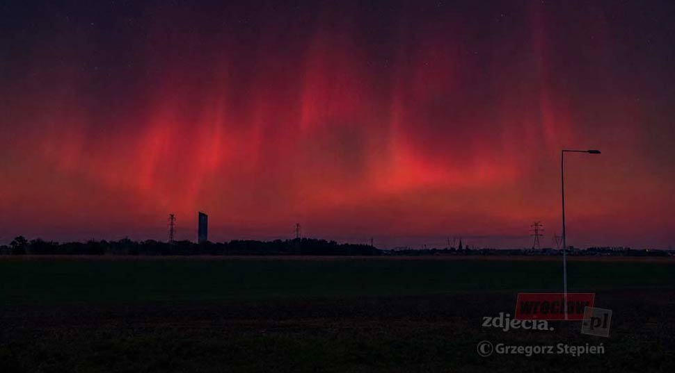Zorza polarna nad Wrocławiem